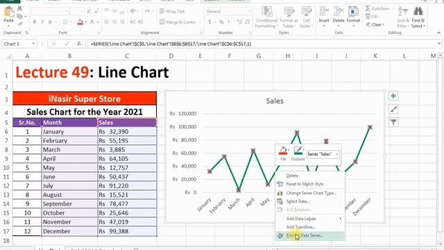 How to insert line with markers chart in Excel | Microsoft Excel in Urdu Hindi | Lecture 49 смотреть онлайн
