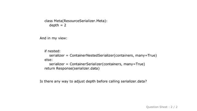 Django : How to dynamically change depth in Django Rest Framework nested serializers? смотреть онлайн