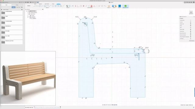 Fusion 360: Bench with Back concrete wood смотреть онлайн
