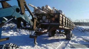 Погрузка, разгрузка дров КУНом и цепи противоскольжения на МТЗ.