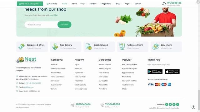 Nest Grocery Store Website ★ WordPress Themes & Templates ★ смотреть онлайн
