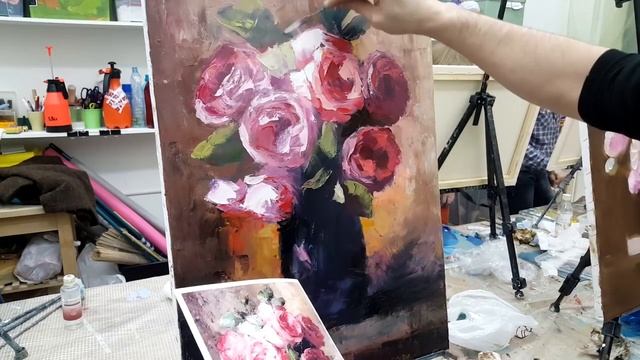 Мастер Класс живописи маслом Розы в банке Художник Александр Южаков 1 смотреть онлайн