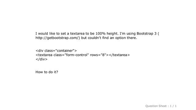 CSS : How to set a Textarea to 100% height in Bootstrap 3? смотреть онлайн