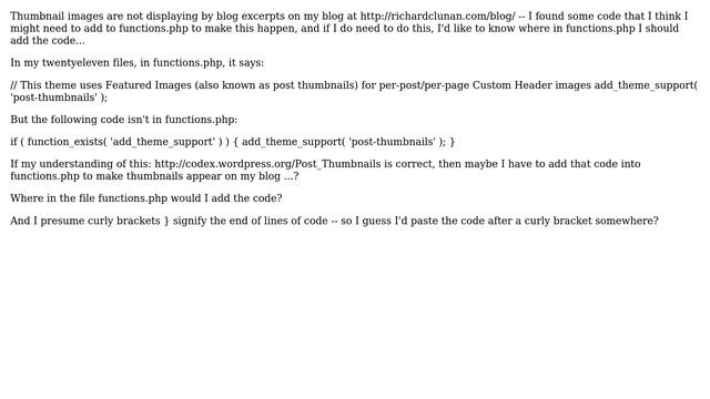 Wordpress: Where in functions.php to add this code so thumbnail images display? смотреть онлайн