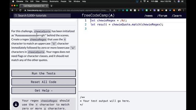Match Characters that Occur Zero or More Times, freeCodeCamp's Regex Lessons and Tutorials смотреть онлайн