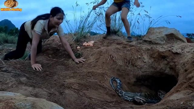 2 Brave Girl Hunter Res.cure Young Man Got At.tacked By One Ferocious Python | Wildlife Hunting смотреть онлайн