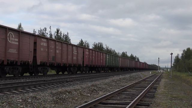 [4k] 2TE10MK-0335 / 2ТЭ10МК-0335, ст. Вага, Печорская магистраль смотреть онлайн