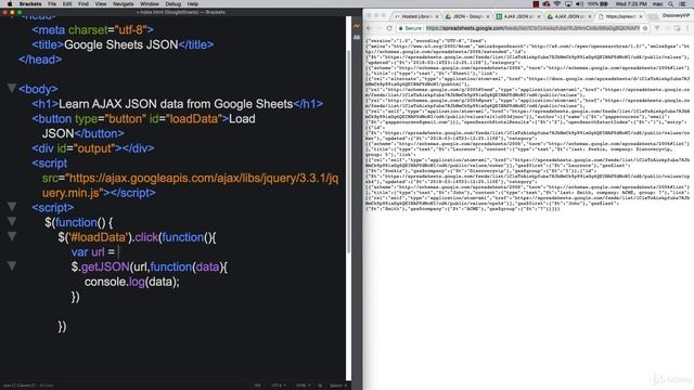 JSON+AJAX+API 0703 Google Sheet Get Sheet Data as JSON смотреть онлайн