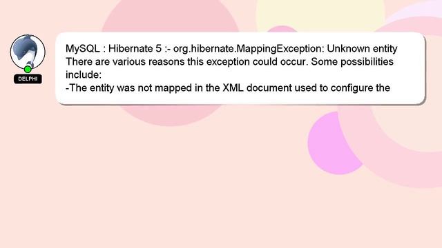 MySQL : Hibernate 5 :- org.hibernate.MappingException: Unknown entity смотреть онлайн