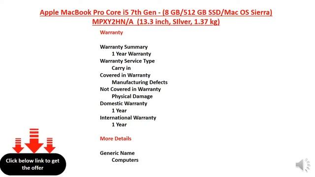 Apple MacBook Pro Core i5 7th Gen - (8 GB/512 GB SSD/Mac OS Sierra) смотреть онлайн