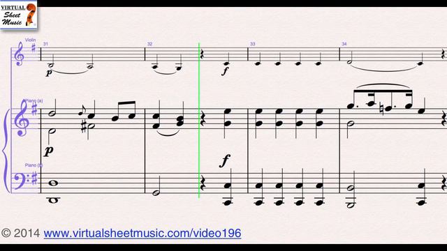 Mozart's Allegro From Sonata In E Minor K304 Sheet Music For Violin And Piano - Video Score