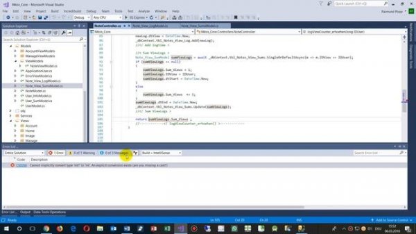InvalidOperationException: An exception occurred while reading a database value for property