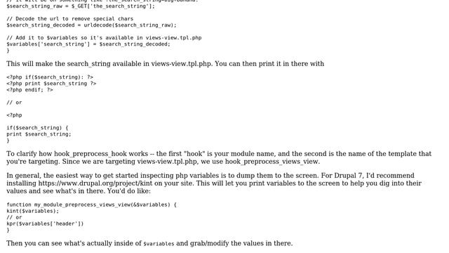 Drupal: How to get the input value with preprocess from a Fulltext Search Filter exposed form? смотреть онлайн