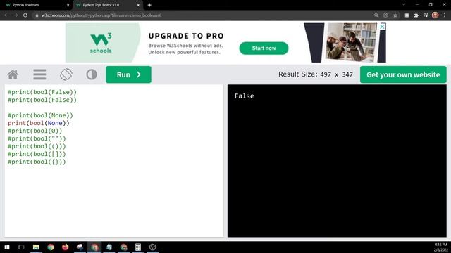 W3schools Python - Booleans смотреть онлайн