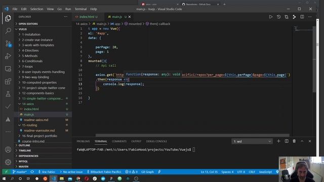Vue js full course #14 Axios basics and GitHub REST API | How to build a single page application смотреть онлайн