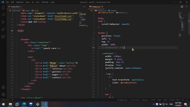 Create fixed header with Scss смотреть онлайн