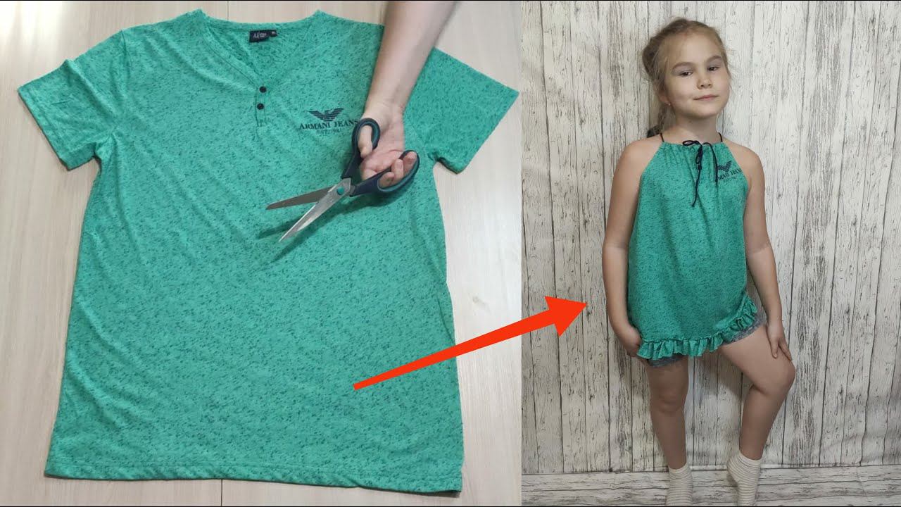 Новая идея: переделка старой футболки в детское платье. Быстро и просто/ DIY Recycling a T-Shirt смотреть онлайн