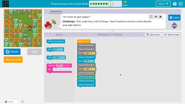 Code.org Express Course Lesson 1 Programming with Angry Birds | Answer Explained | Course C Lesson смотреть онлайн