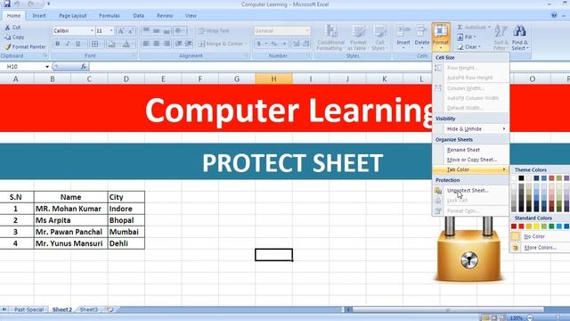 Ms Excel - Protect sheet | How to Protect Excel Sheet With Password | Hindi смотреть онлайн