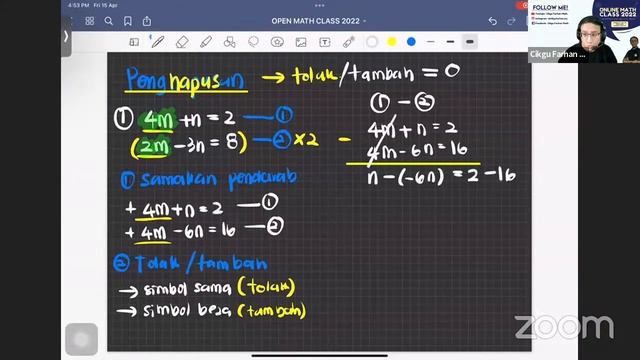 PERSAMAAN SERENTAK DUA PEMBOLEH UBAH - OPEN MATH CLASS 2022 BERSAMA CIKGU FARHAN MATH смотреть онлайн