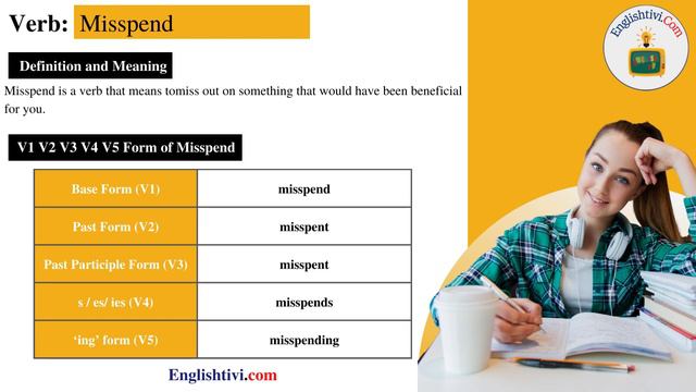 Misspend V1 V2 V3 V4 V5 Base Form, Past Simple, Past Participle Form of Misspend | Englishtivi.com смотреть онлайн