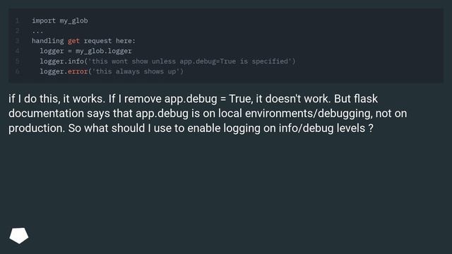 why does flask logs only when app.debug = True? смотреть онлайн