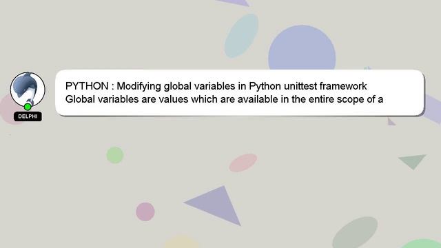PYTHON : Modifying global variables in Python unittest framework смотреть онлайн