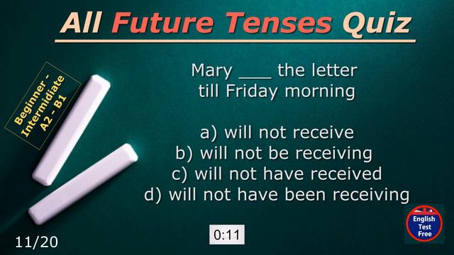 #grammar #quiz Future Tenses mix (20) #future #tense / #simple / #continuous / #perfect смотреть онлайн