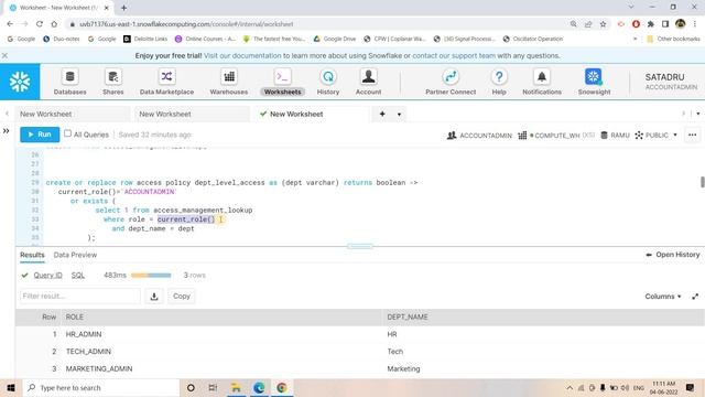 Implementing Row Access Policies in Snowflake смотреть онлайн