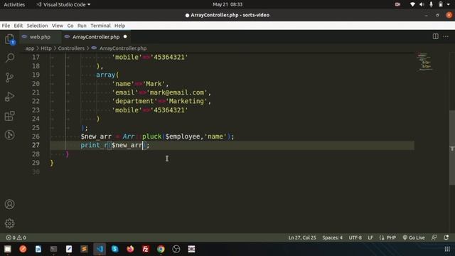 Arr::pluck() - retrieves all value for a given key from an array | Laravel Tricks | Laravel Tutoria смотреть онлайн