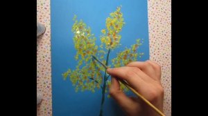 КАК НАРИСОВАТЬ МИМОЗУ  ВАТНЫМИ ПАЛОЧКАМИ ЗА 2 МИНУТЫ / рисунок к 8 марта