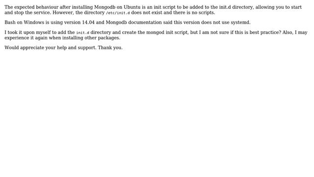 Ubuntu: No Init Scripts available after installing Mongodb package on Bash on Windows смотреть онлайн