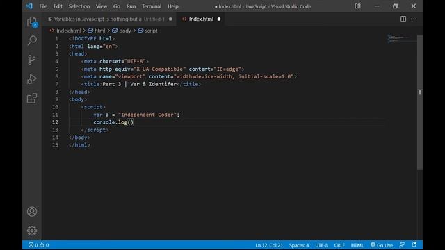 Variables in JavaScript | Identifiers in JavaScript | JavaScript Tutorial For Beginners In Hindi #3 смотреть онлайн