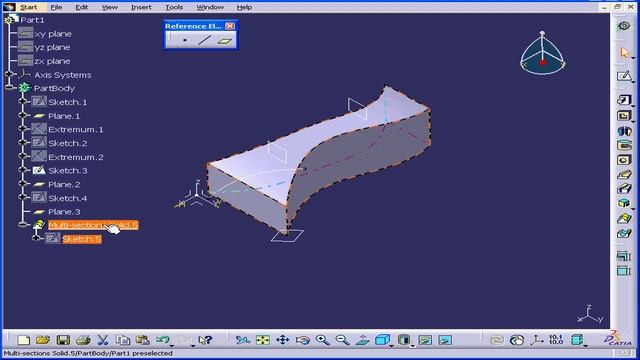 01-57 CATIA v5 TUTORIAL: ( Multi section Solid ) смотреть онлайн