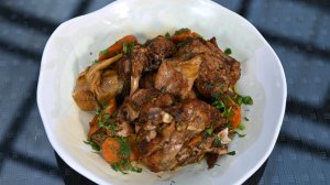 Тушеный кролик. Гратен из картофеля