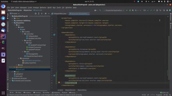 Телеграм бот на Java. Разворачиваем RabbitMQ в Docker. Урок 3.