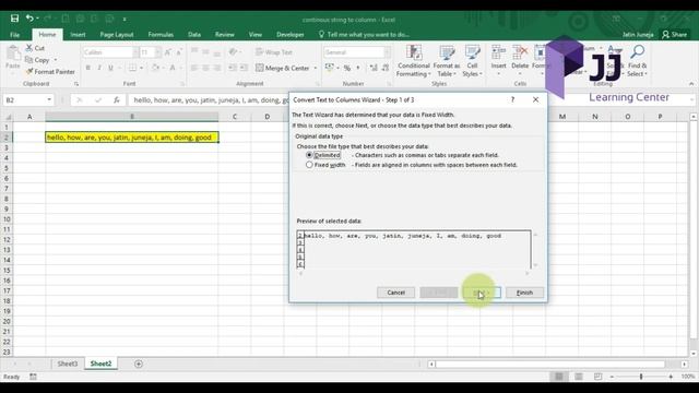 How to split cells in excel | String to Column | Advance Excel | JJ Learning Center смотреть онлайн