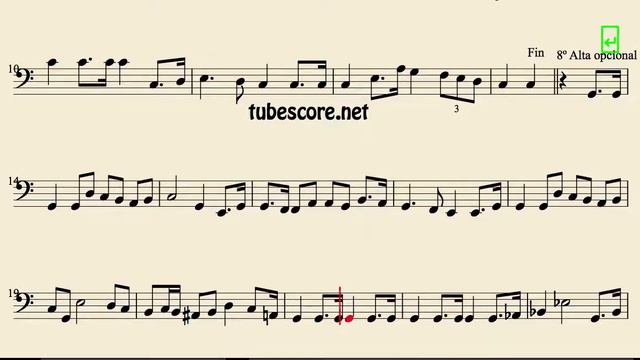 Himno Nacional De México Partitura De Chelo Fagot Trombón Tuba Y Bombardino En Clave De Fa