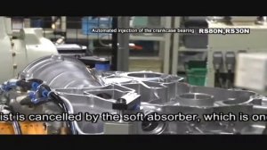 Автоматическая сборка двигателя мотоцикла роботами Kawasaki RS30N и Kawasaki RS80N