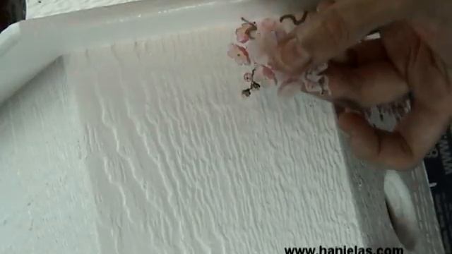 Napkin Decoupage on Textured Wood, Cherry Tree Bird House