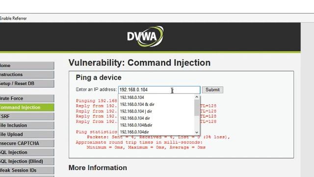 DVWA : Command Injection Low & High смотреть онлайн