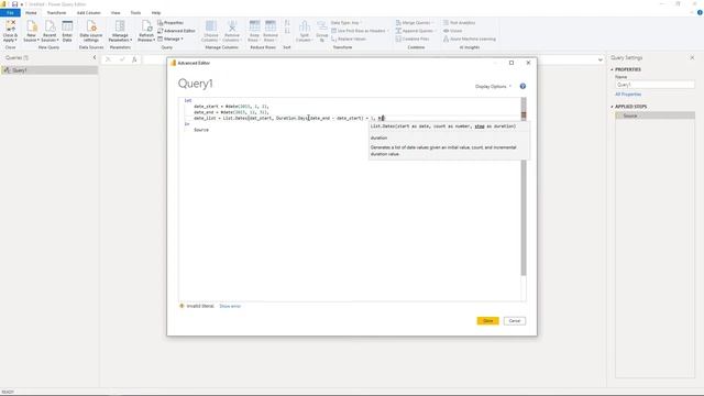 Генерация списка дат в Power Query смотреть онлайн