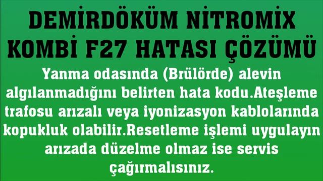 Demirdöküm Nitromix Kombi F27 Hatası Nasıl Giderilir? смотреть онлайн
