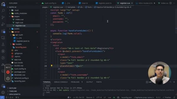 Build a Full Stack authentication app with Nuxt 3, MongoDB, Tailwind CSS