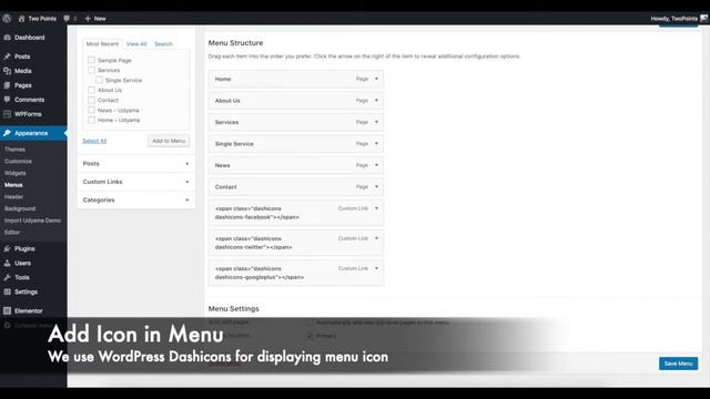 Udyama - Add/Edit Social Menu Items - Free WordPress Theme смотреть онлайн