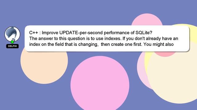 C++ : Improve UPDATE-per-second performance of SQLite? смотреть онлайн