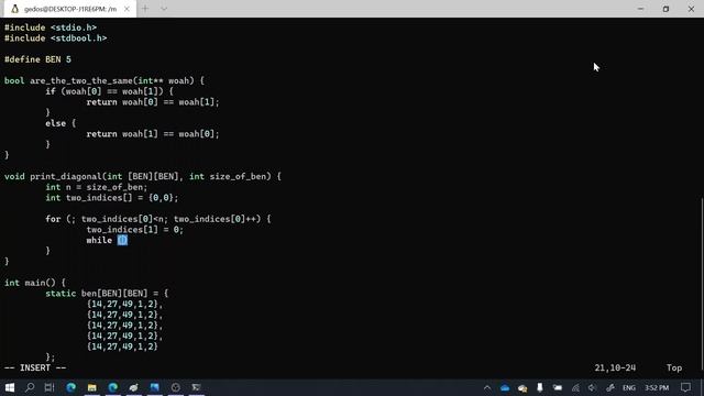How to print a matrix diagonal in C (TUTORIAL) смотреть онлайн