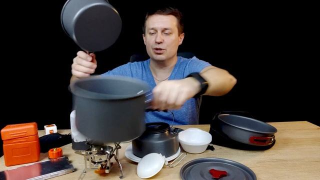 ? Widesea туристическая посуда + горелка и переходники на газ и защита от ветра ? смотреть онлайн