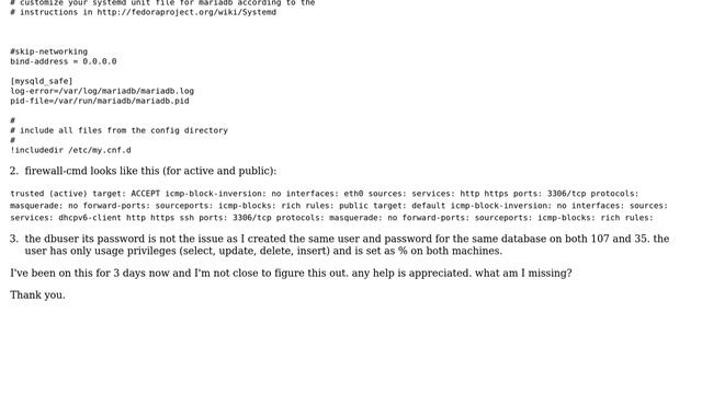 Unable to establish remote connection to mariadb (mysql) on centos7 on gcloud from mac or gscipt смотреть онлайн