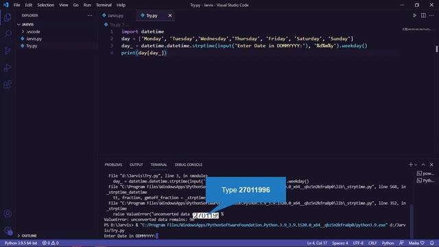 Find Day of any date by using python смотреть онлайн